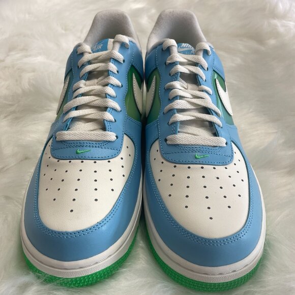 Nike Air Force 1 Low Blue Green Mens Leather Casual Shoes FZ4032-407 VNDS Sz 11
